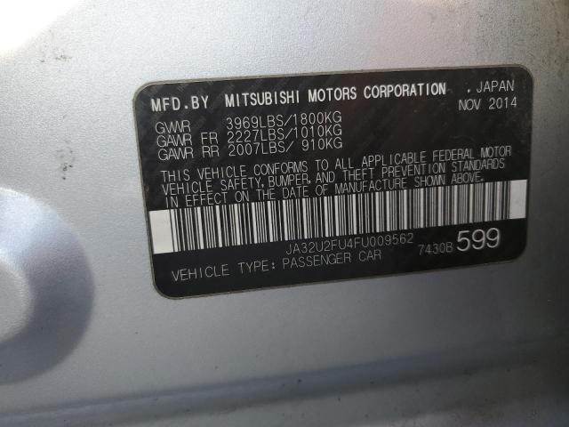 JA32U2FU4FU009562 - 2015 MITSUBISHI LANCER ES SILVER photo 12