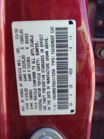 1HGCM56706A117259 - 2006 HONDA ACCORD EX RED photo 12