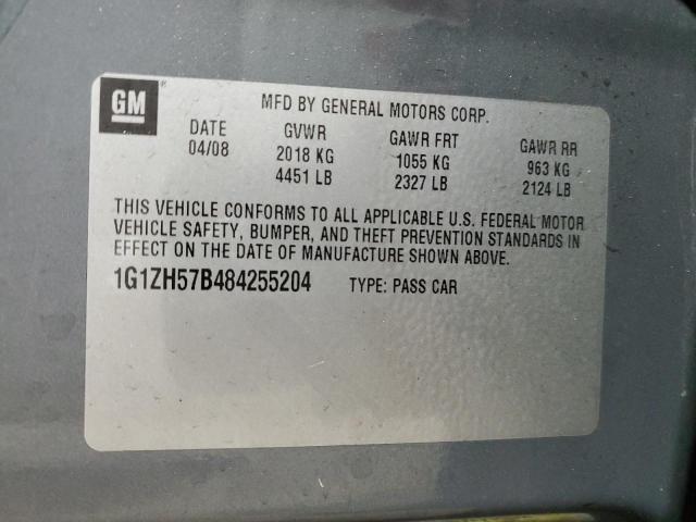 1G1ZH57B484255204 - 2008 CHEVROLET MALIBU 1LT GRAY photo 12