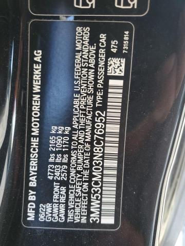 3MW53CM03N8C76952 - 2022 BMW M240XI BLUE photo 12