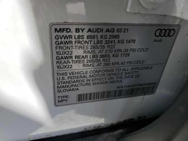 WA1VXAF77MD035056 - 2021 AUDI Q7 PRESTIGE WHITE photo 13