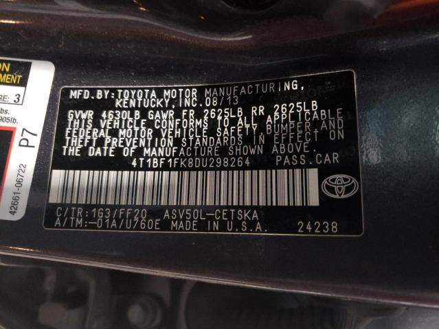 4T1BF1FK8DU298264 - 2013 TOYOTA CAMRY L GRAY photo 12