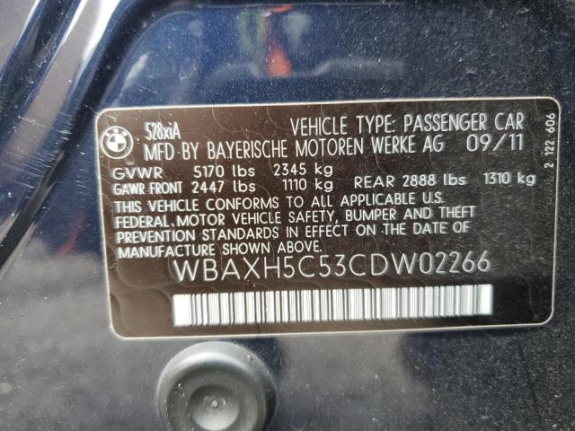 WBAXH5C53CDW02266 - 2012 BMW 528 XI BLUE photo 12