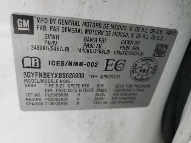 3GYFNBEYXBS626909 - 2011 CADILLAC SRX PERFORMANCE COLLECTION Blanc photo 13