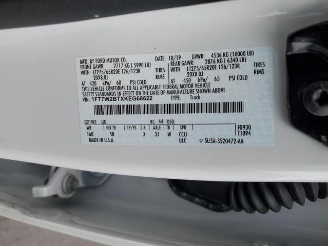 1FT7W2BTXKEG68622 - 2019 FORD F250 SUPER DUTY WHITE photo 12