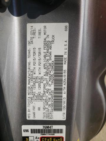 5TFTX4CN6EX046535 - 2014 TOYOTA TACOMA ACCESS CAB ვერცხლისფერი ფოტო 12