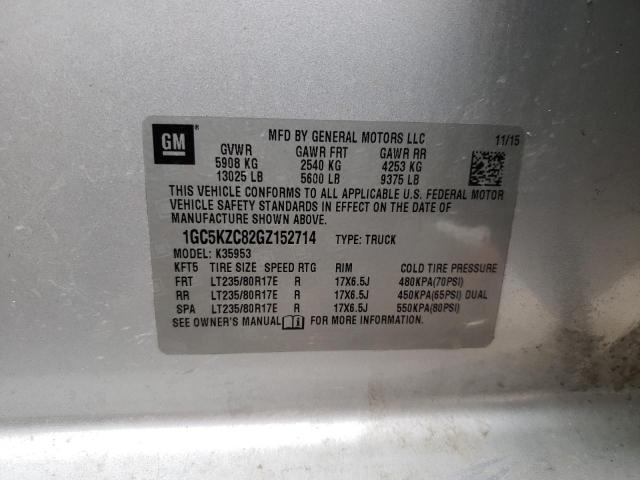 1GC5KZC82GZ152714 - 2016 CHEVROLET SILVERADO K3500 LT SILVER photo 12