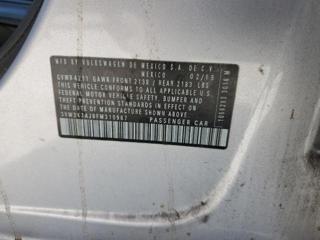 3VW2K7AJ8FM310967 - 2015 VOLKSWAGEN JETTA BASE Silber Foto 12