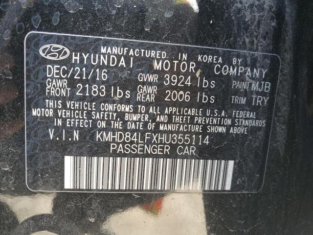 KMHD84LFXHU355114 - 2017 HYUNDAI ELANTRA SE BLACK photo 12