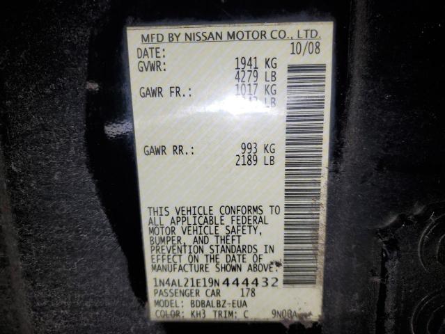 1N4AL21E19N444432 - 2009 NISSAN ALTIMA 2.5 BLACK photo 12