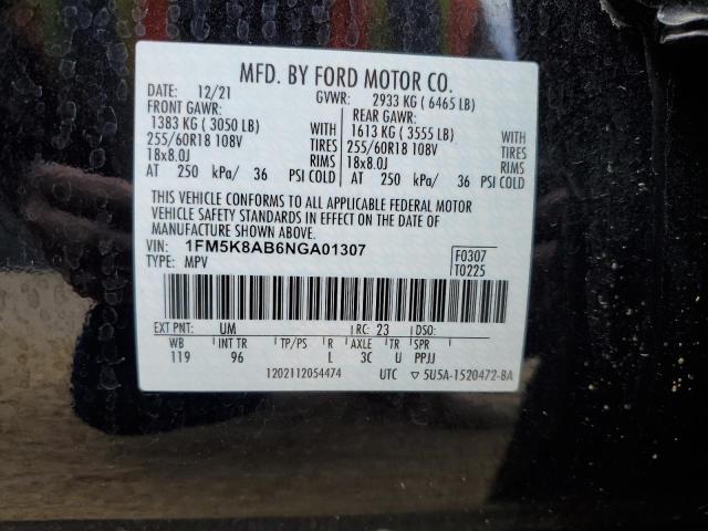 1FM5K8AB6NGA01307 - 2022 FORD EXPLORER POLICE INTERCEPTOR 黑色 照片 13