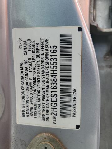 2HGES16384H553165 - 2004 HONDA CIVIC DX VP SILVER photo 12