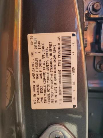 1HGCP26319A092797 - 2009 HONDA ACCORD LX GRAY photo 13