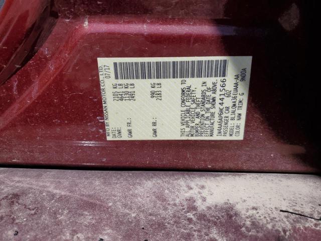 1N4AA6AP6HC441566 - 2017 NISSAN MAXIMA 3.5S BURGUNDY photo 12