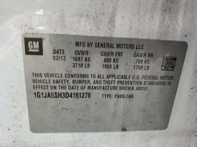 1G1JA5SH3D4181278 - 2013 CHEVROLET SONIC LS 白色 照片 12