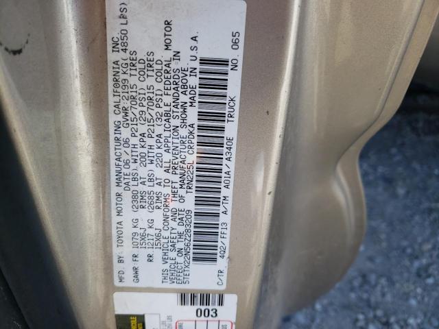 5TETX22N56Z283209 - 2006 TOYOTA TACOMA ACCESS CAB ოქროსფერი ფოტო 13