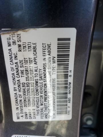 2HKRM4H5XFH689396 - 2015 HONDA CR-V EX GRAY photo 12