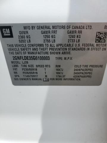 2GNFLDE35G6100003 - 2016 CHEVROLET EQUINOX LTZ WHITE photo 13