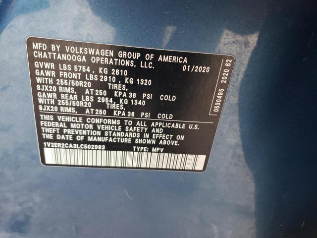 1V2ER2CA3LC502983 - 2020 VOLKSWAGEN ATLAS SEL Mavi foto 13