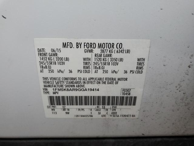 1FM5K8AR9GGA19414 - 2016 FORD EXPLORER POLICE INTERCEPTOR Ağ foto 13