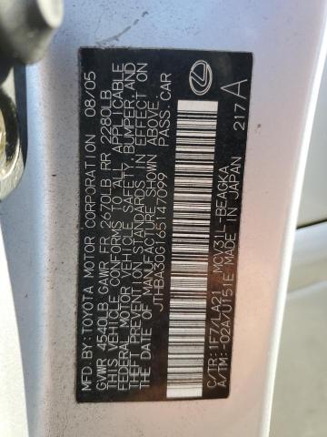 JTHBA30G165147099 - 2006 LEXUS ES 330 SILVER photo 12