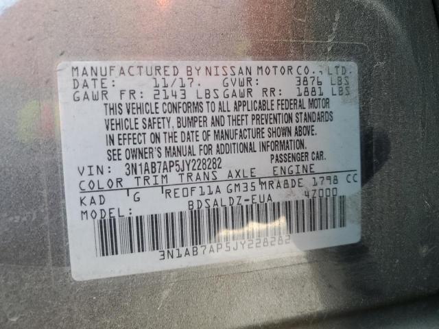 3N1AB7AP5JY228282 - 2018 NISSAN SENTRA S GRAY photo 12