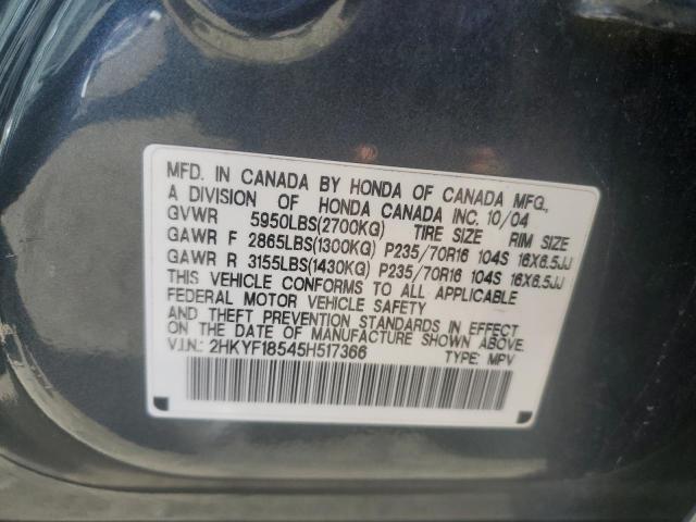 2HKYF18545H517366 - 2005 HONDA PILOT EXL GRAY photo 13