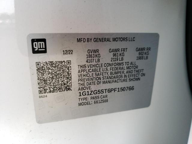 1G1ZG5ST6PF150766 - 2023 CHEVROLET MALIBU RS WHITE photo 12