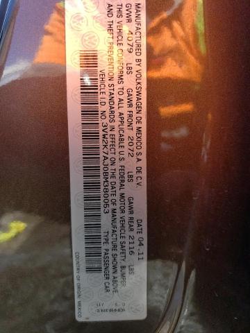 3VW2K7AJ0BM380053 - 2011 VOLKSWAGEN JETTA BASE بني صورة 13