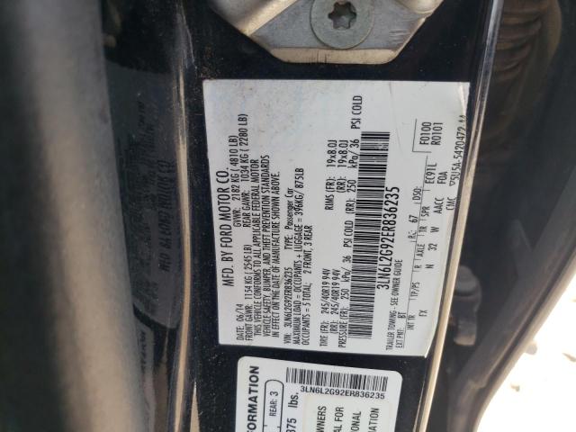 3LN6L2G92ER836235 - 2014 LINCOLN MKZ BLACK photo 12