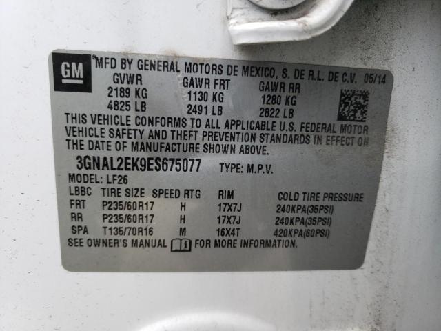 3GNAL2EK9ES675077 - 2014 CHEVROLET CAPTIVA LS 白色 照片 12