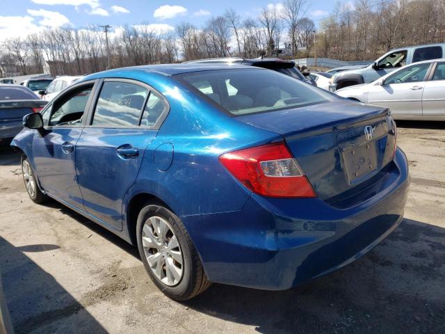 2HGFB2F5XCH535647 - 2012 HONDA CIVIC LX BLUE photo 2