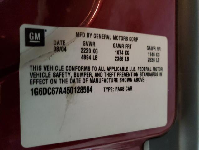 1G6DC67A450128584 - 2005 CADILLAC STS RED photo 12