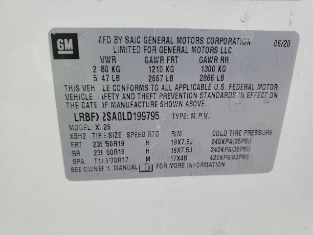 LRBFX2SA0LD199795 - 2020 BUICK ENVISION ESSENCE Սպիտակ լուսանկար 14