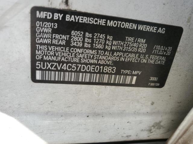 5UXZV4C57D0E01883 - 2013 BMW X5 XDRIVE35I WHITE photo 13
