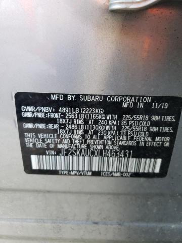 JF2SKAUCXLH463431 - 2020 SUBARU FORESTER LIMITED SILVER photo 12