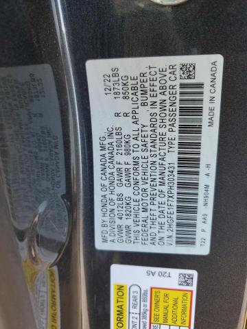 2HGFE1F7XPH303431 - 2023 HONDA CIVIC EX GRAY photo 12