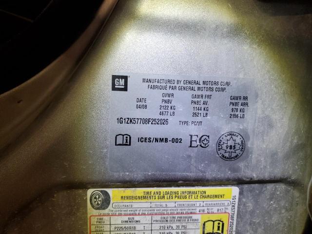 1G1ZK57708F252026 - 2008 CHEVROLET MALIBU LTZ ვერცხლისფერი ფოტო 12