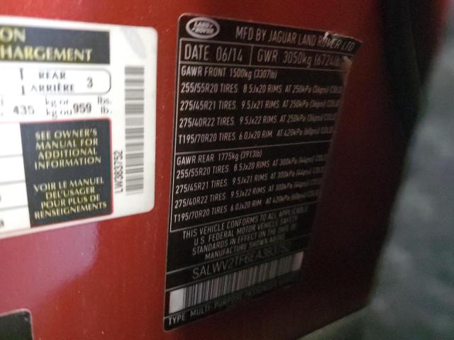 SALWV2TF6EA383752 - 2014 LAND ROVER RANGE ROVE AUTOBIOGRAPHY RED photo 13