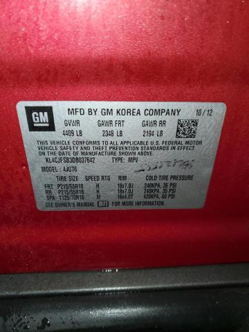 KL4CJFSB3DB037642 - 2013 BUICK ENCORE CONVENIENCE 勃艮第红 照片 14