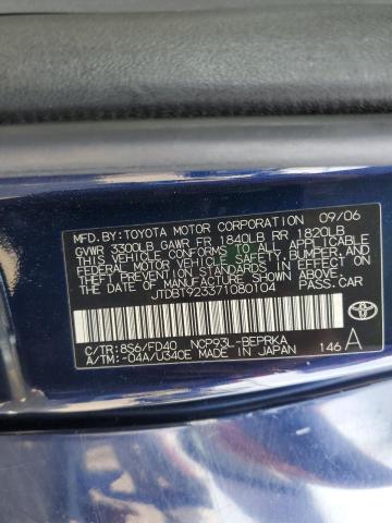 JTDBT923371080104 - 2007 TOYOTA YARIS BLUE photo 13