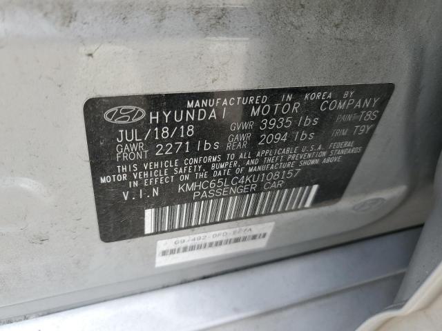 KMHC65LC4KU108157 - 2019 HYUNDAI IONIQ BLUE SILVER photo 12