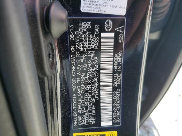 JTHKD5BH5D2164768 - 2013 LEXUS CT 200 BLACK photo 12