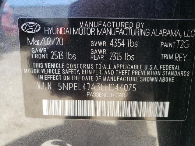 5NPEL4JA3LH044075 - 2020 HYUNDAI SONATA SEL GRAY photo 12