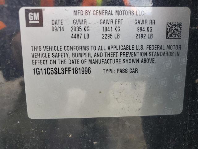 1G11C5SL3FF181996 - 2015 CHEVROLET MALIBU 1LT BLACK photo 12