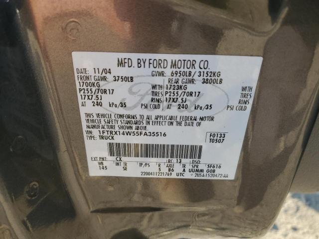 1FTRX14W55FA35516 - 2005 FORD F150 GRAY photo 12