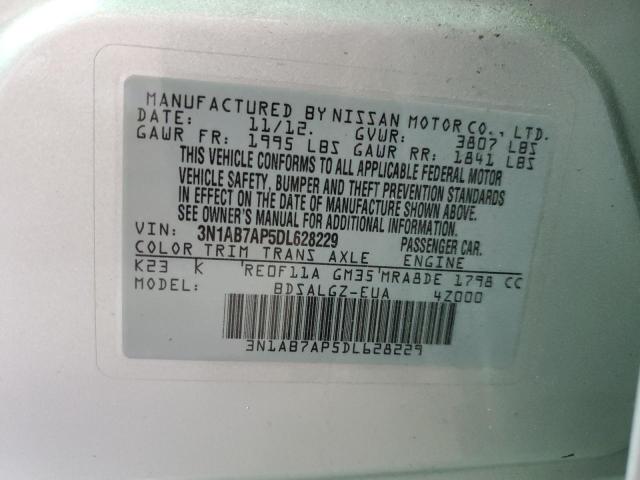 3N1AB7AP5DL628229 - 2013 NISSAN SENTRA S SILVER photo 12