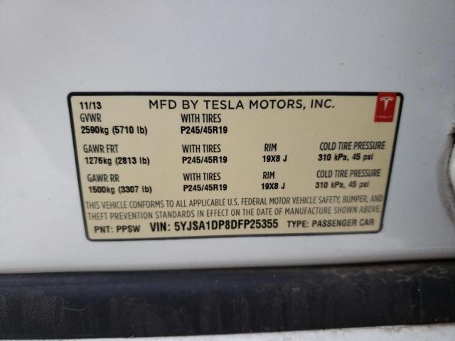 5YJSA1DP8DFP25355 - 2013 TESLA MODEL S Սպիտակ լուսանկար 12