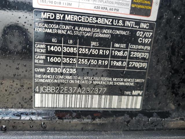 4JGBB22E37A237377 - 2007 MERCEDES-BENZ ML 320 CDI BLACK photo 12