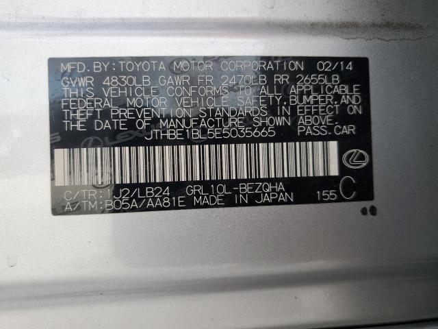 JTHBE1BL5E5035665 - 2014 LEXUS GS 350 SILVER photo 12